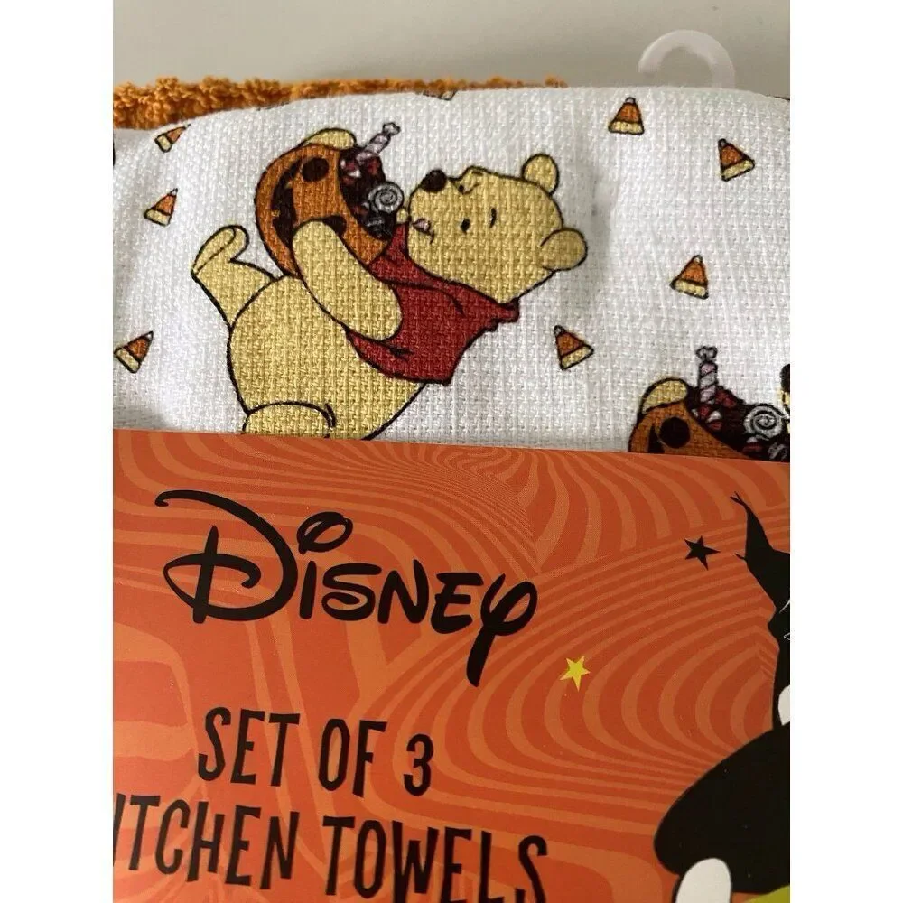 3‎ Pack Disney Winnie The Pooh Halloween Candy Corn Kitchen Towels 16 X 26” NEW